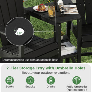 2-Seat Adirondack Chair All-Weather Adirondack Chair with Double Connecting Tray-Black view 8