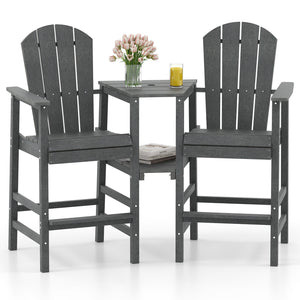 2-Seat Adirondack Chair All-Weather Adirondack Chair with Double Connecting Tray-Gray