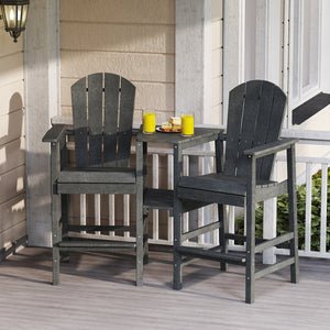 2-Seat Adirondack Chair All-Weather Adirondack Chair with Double Connecting Tray-Gray view 2