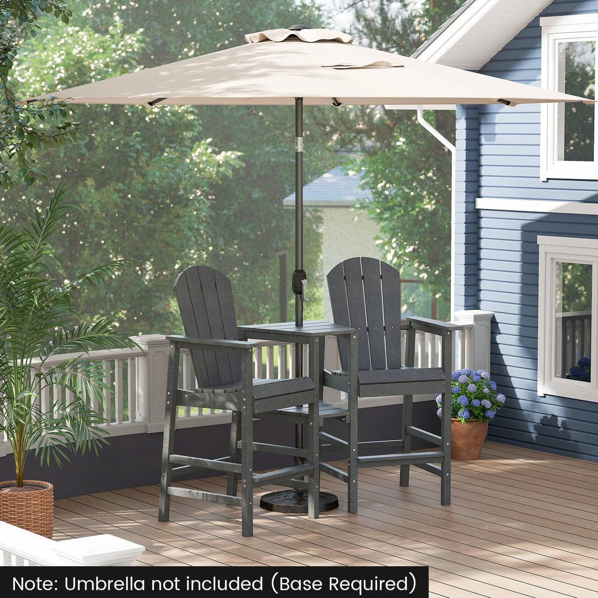 2-Seat Adirondack Chair All-Weather Adirondack Chair with Double Connecting Tray-Gray view 3
