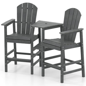 2-Seat Adirondack Chair All-Weather Adirondack Chair with Double Connecting Tray-Gray view 4