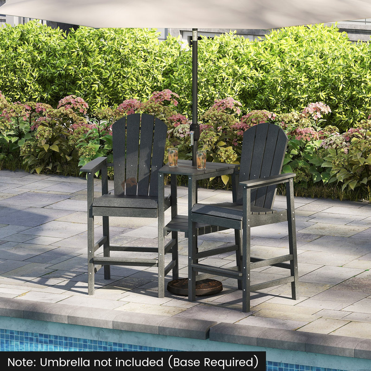 2-Seat Adirondack Chair All-Weather Adirondack Chair with Double Connecting Tray-Gray view 6