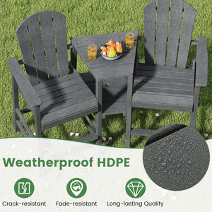 2-Seat Adirondack Chair All-Weather Adirondack Chair with Double Connecting Tray-Gray view 7