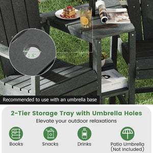 2-Seat Adirondack Chair All-Weather Adirondack Chair with Double Connecting Tray-Gray view 8