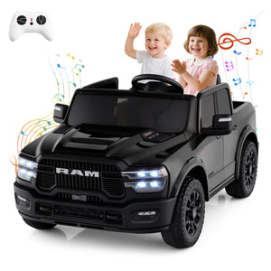 2 Seater 24V Ride on Toy for Big Kids Licensed Ram Truck with Remote and Music-Black view 3