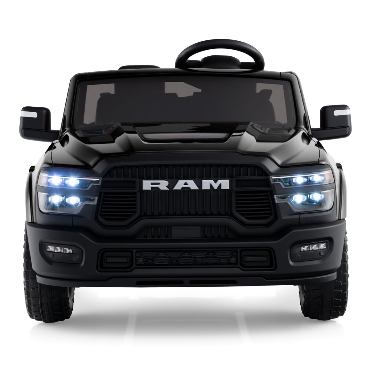 2 Seater 24V Ride on Toy for Big Kids Licensed Ram Truck with Remote and Music-Black view 5