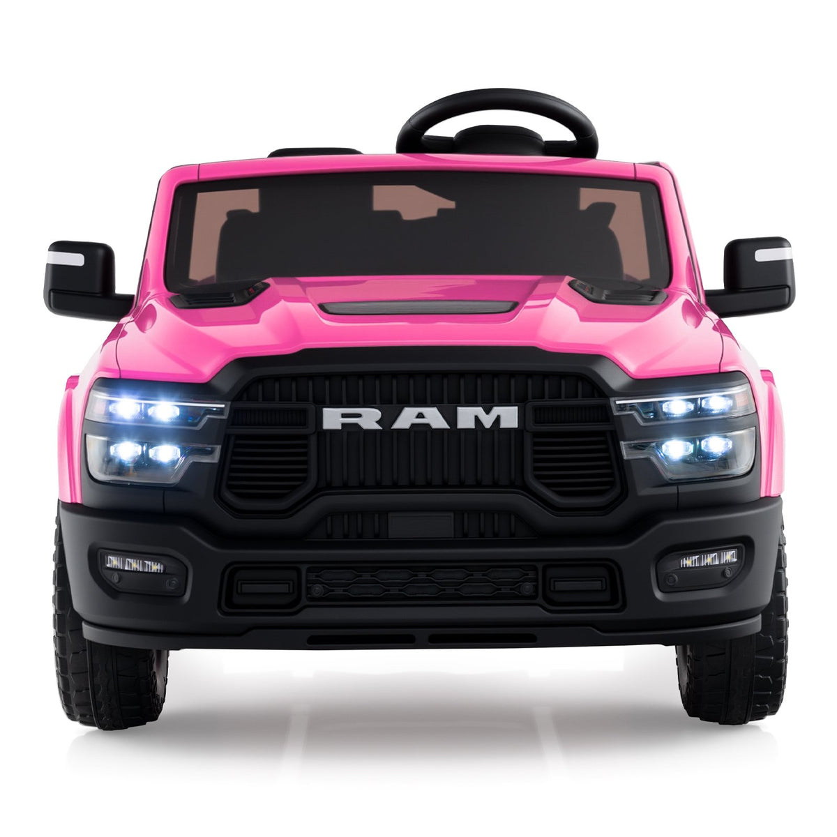 2 Seater 24V Ride on Toy for Big Kids Licensed Ram Truck with Remote and Music-Pink view 5