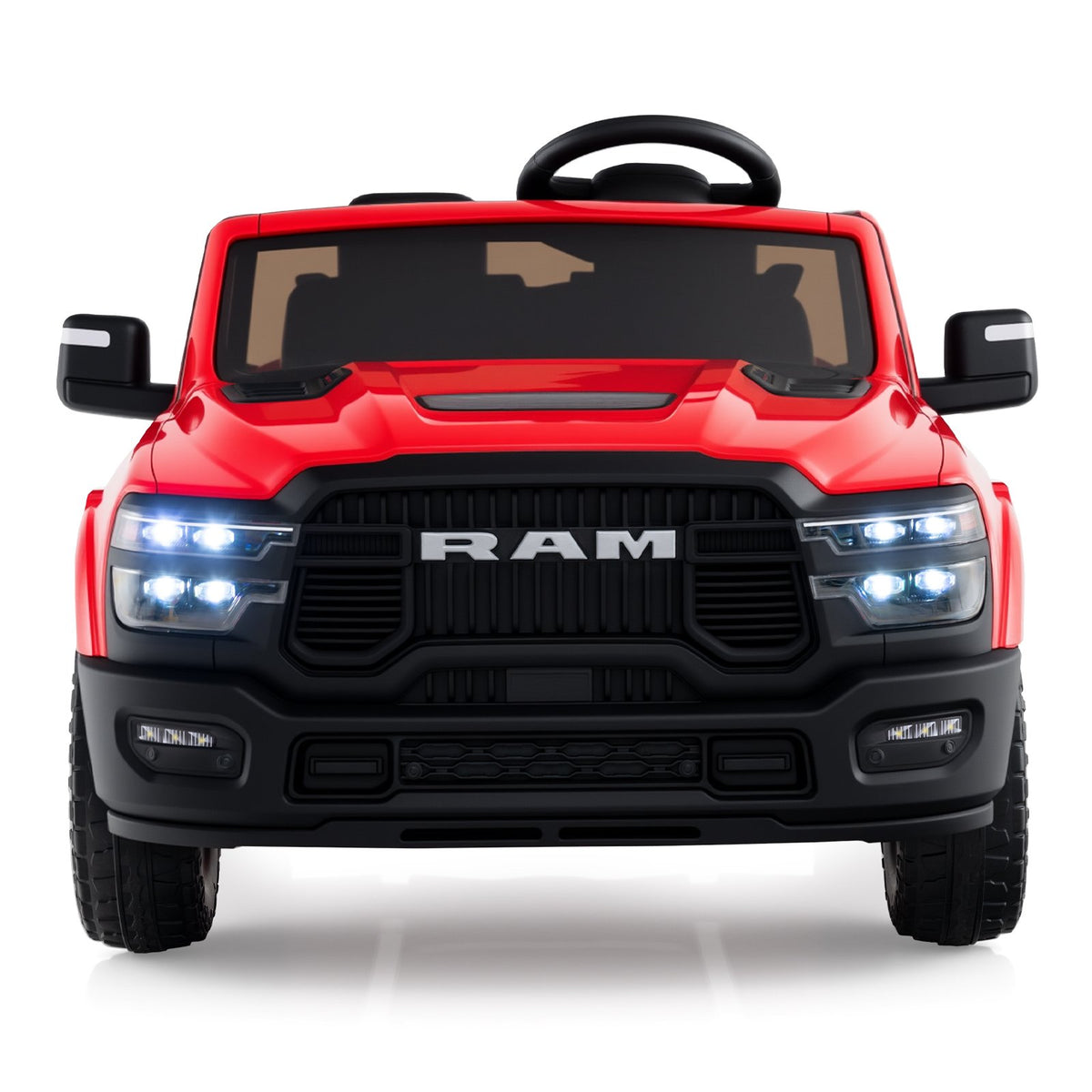 2 Seater 24V Ride on Toy for Big Kids Licensed Ram Truck with Remote and Music-Red view 3