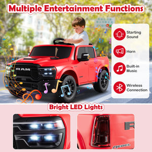 2 Seater 24V Ride on Toy for Big Kids Licensed Ram Truck with Remote and Music-Red view 7