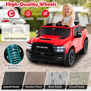 2 Seater 24V Ride on Toy for Big Kids Licensed Ram Truck with Remote and Music-Red view 9