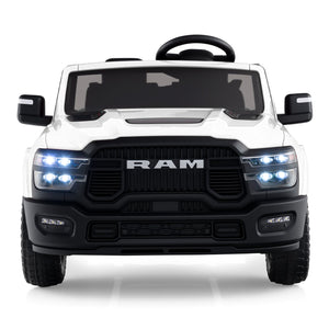 2 Seater 24V Ride on Toy for Big Kids Licensed Ram Truck with Remote and Music-White view 3
