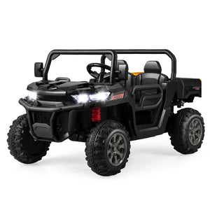 2-Seater Kids Ride On Dump Truck with Dump Bed and Shovel-Black view 3