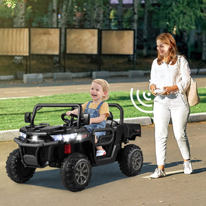 2-Seater Kids Ride On Dump Truck with Dump Bed and Shovel-Black view 8
