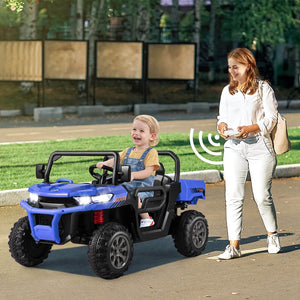 2-Seater Kids Ride On Dump Truck with Dump Bed and Shovel-Blue view 2