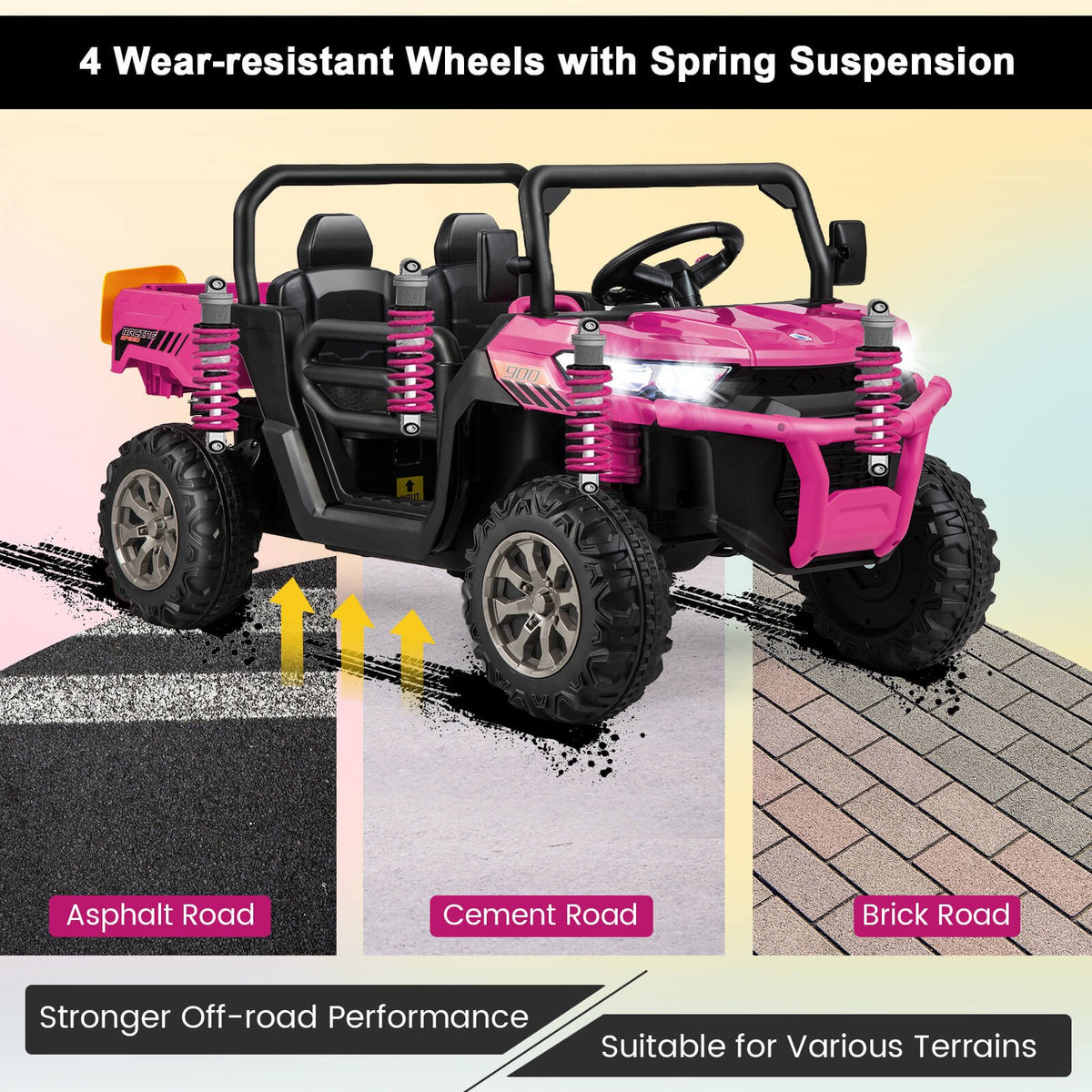 2-Seater Kids Ride On Dump Truck with Dump Bed and Shovel-Pink view 8
