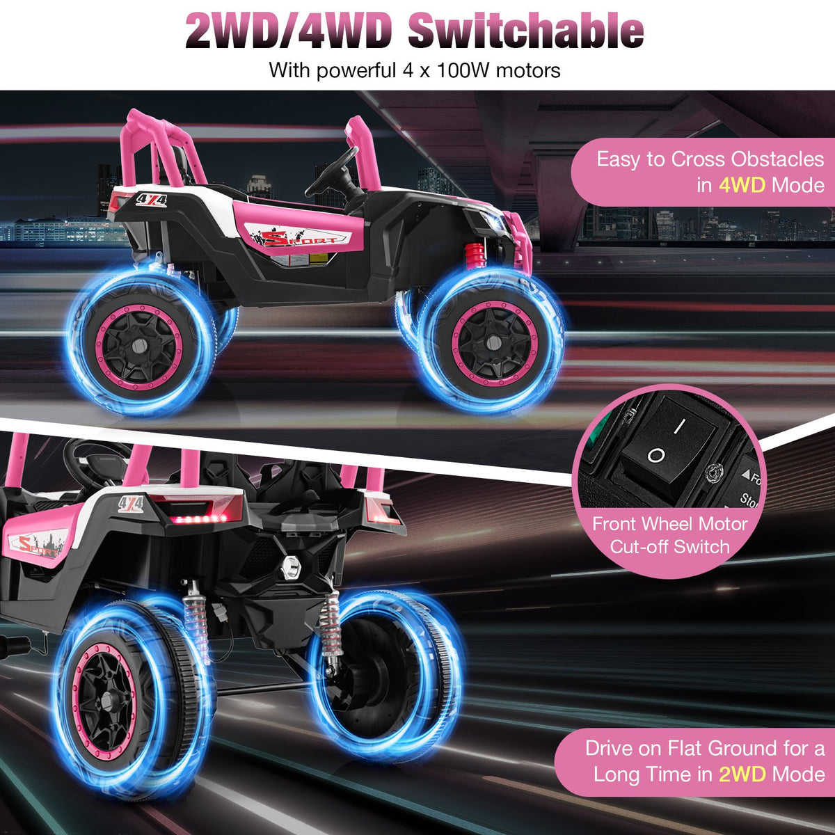 2-Seater Kids Ride on UTV with 2.4G Remote Control for over 3 Years Old Children-Pink view 7