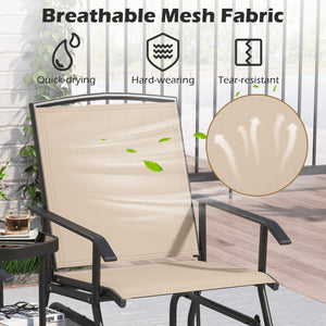 2-Seater Outdoor Glider Bench with 2-Tier Center Table-Beige view 9