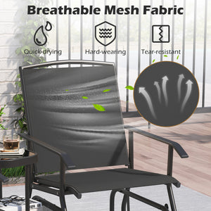 2-Seater Outdoor Glider Bench with 2-Tier Center Table-Black view 9