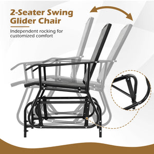 2-Seater Outdoor Glider Bench with 2-Tier Center Table-Gray view 6