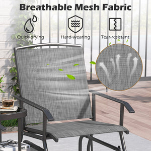 2-Seater Outdoor Glider Bench with 2-Tier Center Table-Gray view 9
