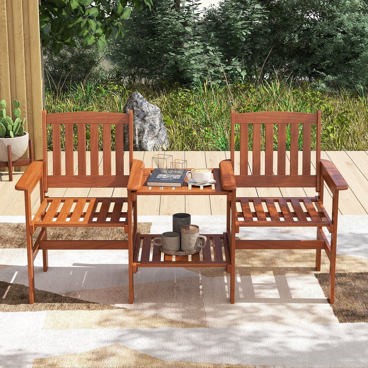 2-Seater Outdoor Patio Furniture Set with 1.57 Inch Umbrella Hole view 3