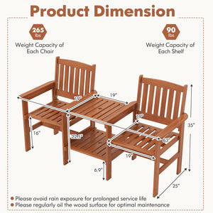 2-Seater Outdoor Patio Furniture Set with 1.57 Inch Umbrella Hole view 5