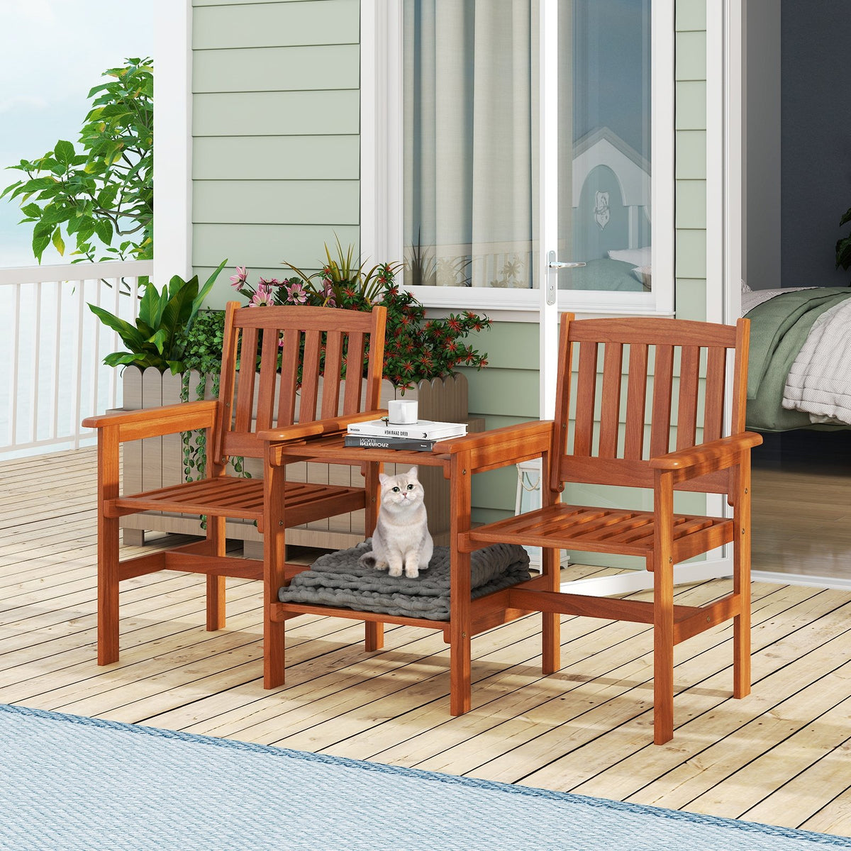 2-Seater Outdoor Patio Furniture Set with 1.57 Inch Umbrella Hole view 6