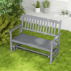 2 Seats Outdoor Glider Bench with Armrests and Slatted Seat-Gray view 5