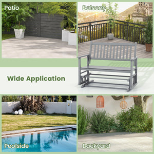 2 Seats Outdoor Glider Bench with Armrests and Slatted Seat-Gray view 8