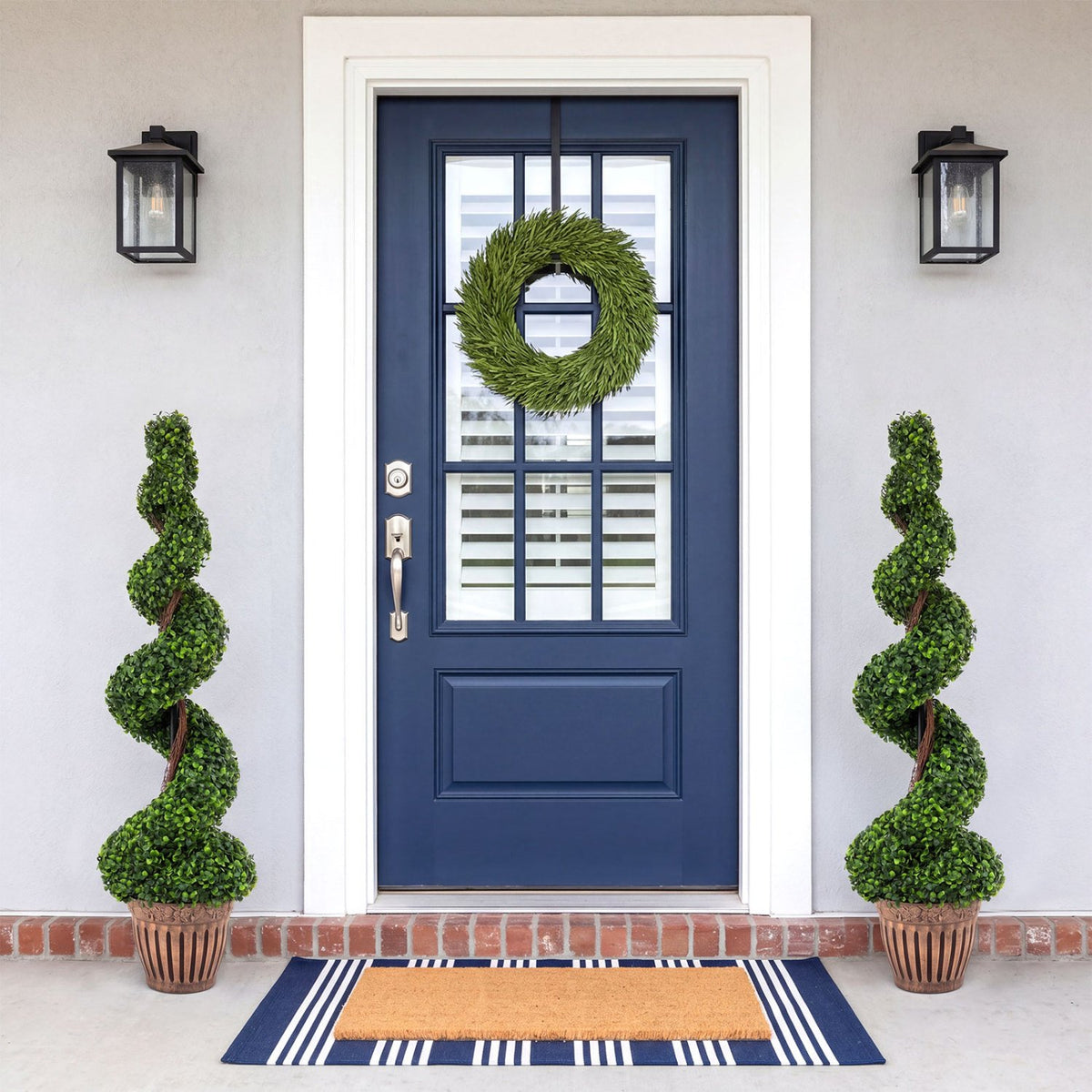 2 Pieces 4 Feet Artificial Décor Green Boxwood Spiral Tree Set view 2