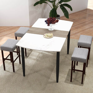 29 Inch Set of 2 Height Upholstered Bar Stool with Solid Rubber Wood Legs and Footrest-Gray view 3