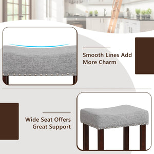 29 Inch Set of 2 Height Upholstered Bar Stool with Solid Rubber Wood Legs and Footrest-Gray view 7