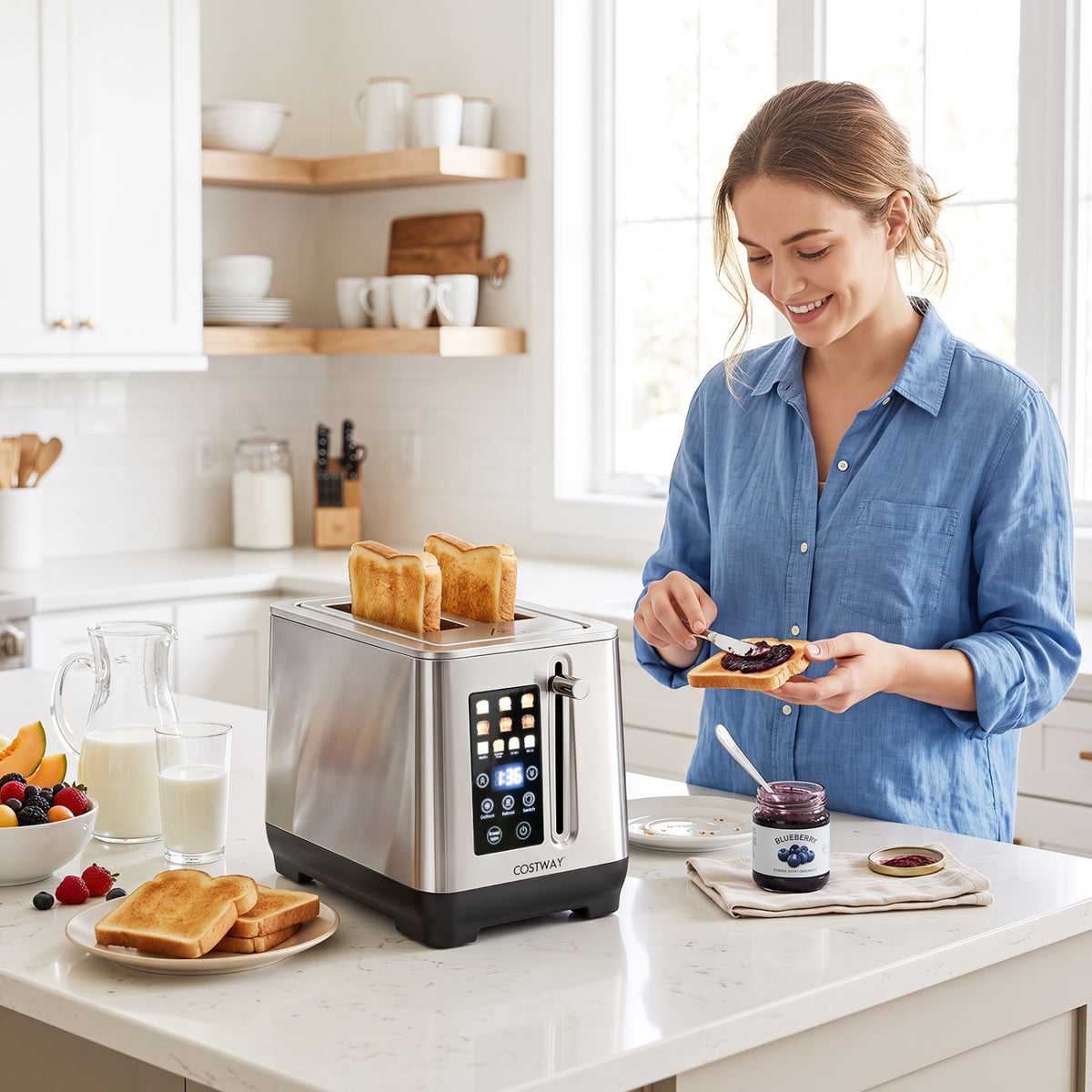 2 Slice Toaster with 6 Browning Levels and 4 Bread Types-Silver view 3