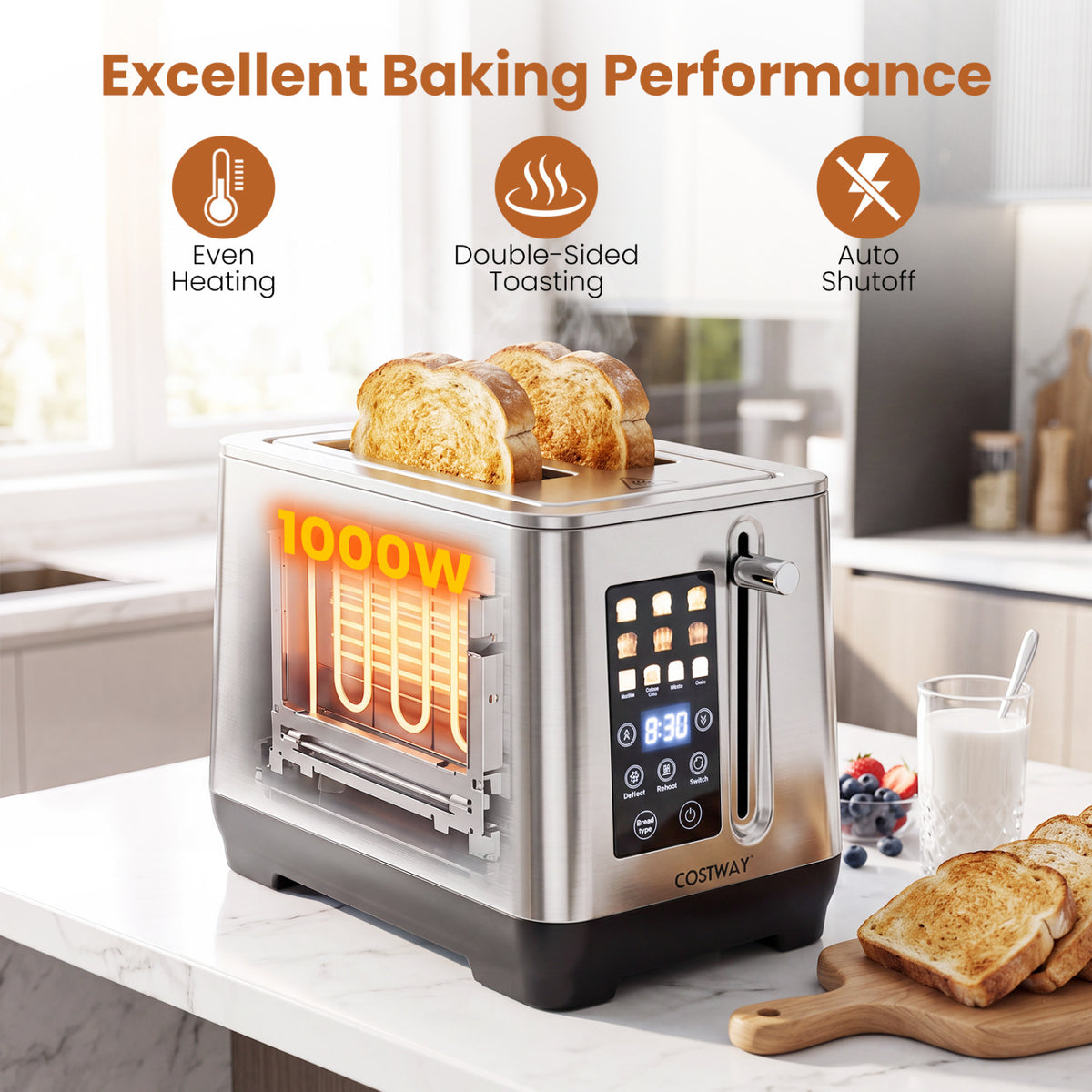 2 Slice Toaster with 6 Browning Levels and 4 Bread Types-Silver view 9