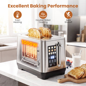 2 Slice Toaster with 6 Browning Levels and 4 Bread Types-Silver view 9