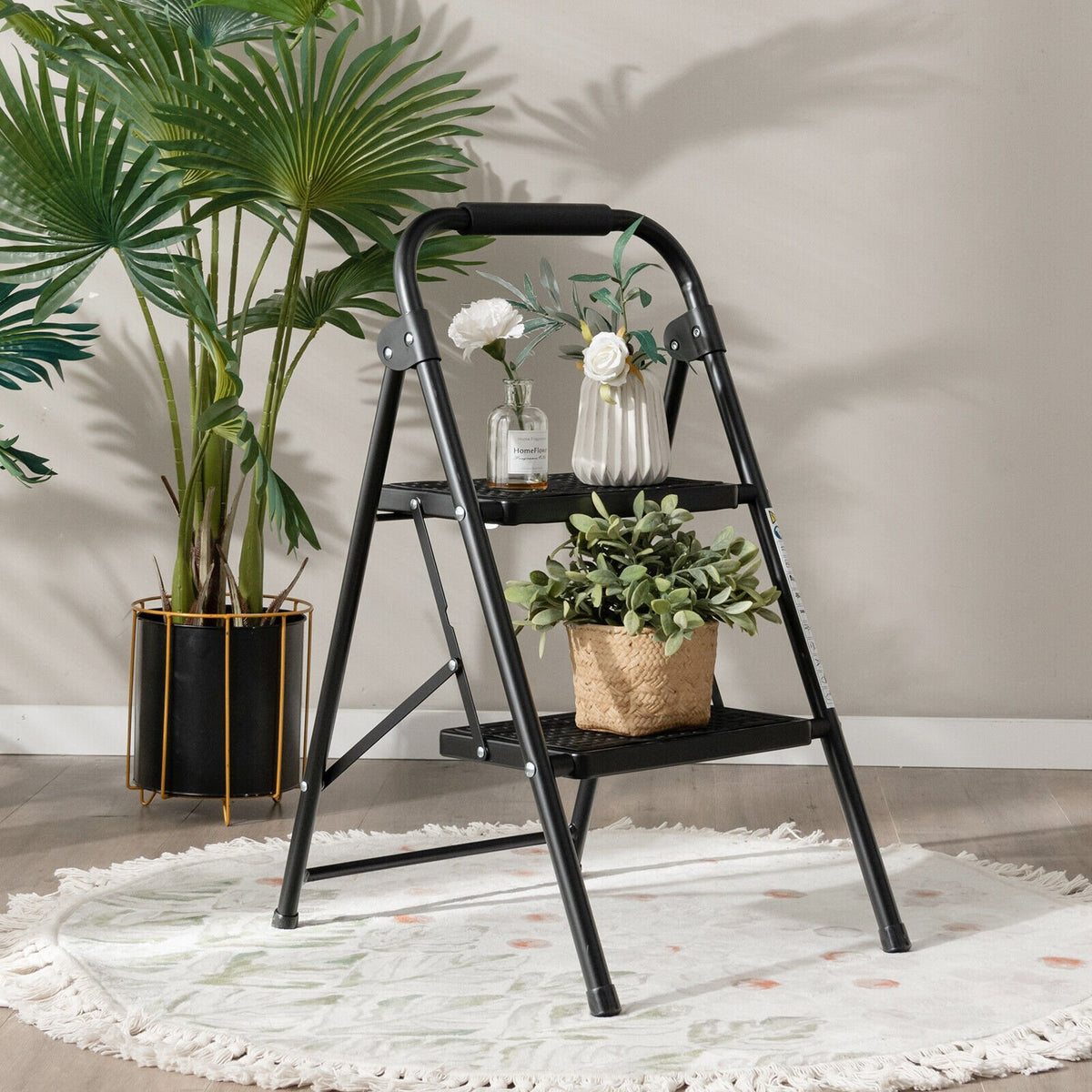 2-Step/3-Step Ladder with Wide Anti-Slip Pedal-2-Step view 2