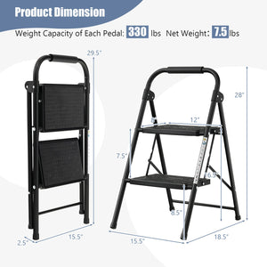 2-Step/3-Step Ladder with Wide Anti-Slip Pedal-2-Step view 5