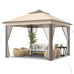 2-Tier 11 x 11 Feet Pop-Up Gazebo Tent Portable Canopy Shelter Carry Bag Mesh view 4