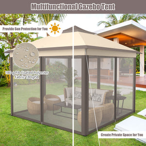 2-Tier 11 x 11 Feet Pop-Up Gazebo Tent Portable Canopy Shelter Carry Bag Mesh view 6