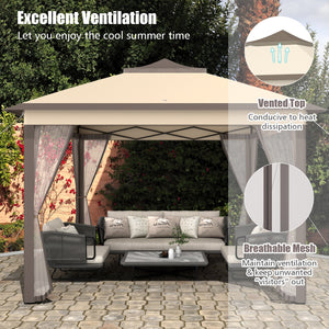 2-Tier 11 x 11 Feet Pop-Up Gazebo Tent Portable Canopy Shelter Carry Bag Mesh view 7