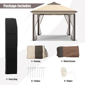 2-Tier 11 x 11 Feet Pop-Up Gazebo Tent Portable Canopy Shelter Carry Bag Mesh view 9