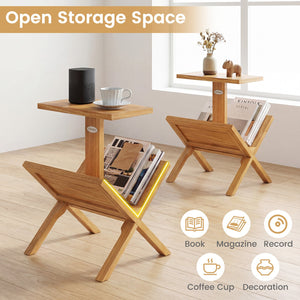 2-Tier Side Table Magazine Rack with Teak Wood Frame view 9