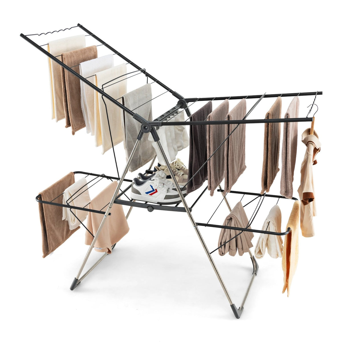 2-Tier Clothes Drying Rack with 33 Drying Rails and Height Adjustable Gullwings view 4
