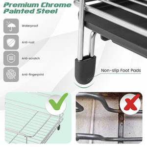 2-Tier Detachable Dish Rack with Drainboard and 360° Swivel Spout-Sliver view 7