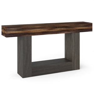 2-Tier Farmhouse Console Table 63 inches Long with Storage Shelf-Rustic Brown view 4