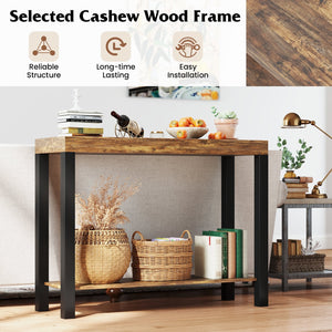 2-Tier Home Bar Table with Open Shelves and Storage for Home Kitchen Living Room Pub-Rustic Brown view 9