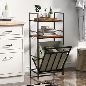 2-Tier Laundry Hamper with Tilt-out Basket-Black view 3