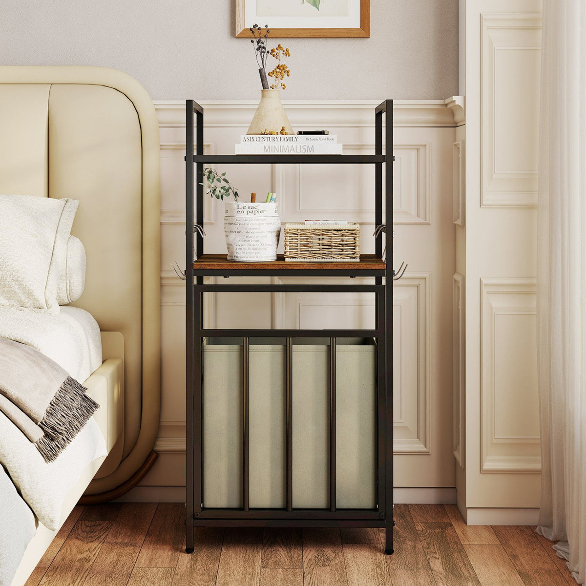 2-Tier Laundry Hamper with Tilt-out Basket-Black view 5