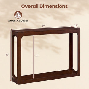 2-Tier Mid Century Wood Console Table with Storage Shelf-Brown view 5