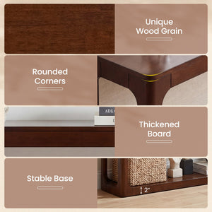 2-Tier Mid Century Wood Console Table with Storage Shelf-Brown view 8